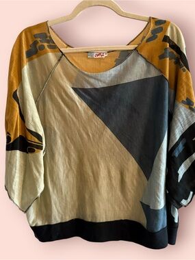 Vintage Michaele Vollbracht Abstract Giraffe Oversized Pullover Top